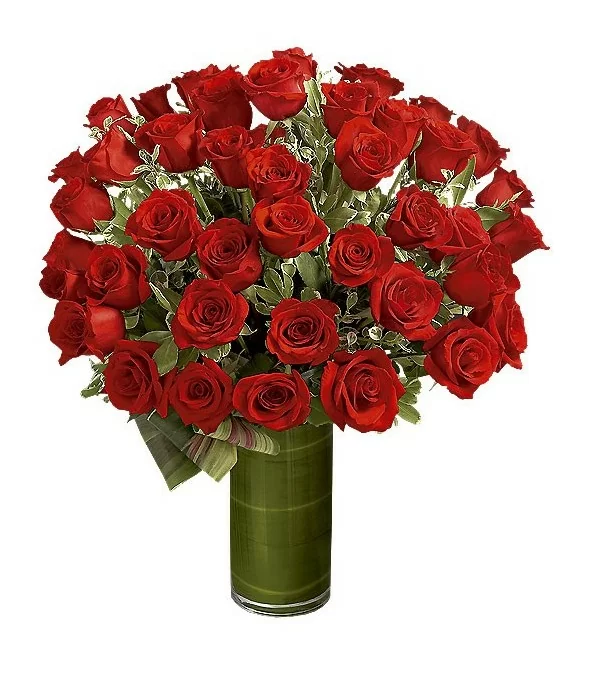 Florero de Vidrio 48 Rosas