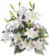 1 Canasta Fúnebre, 10 Varas de Liliums Blancos/ 2 Flores por Tallo y Follaje