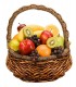 1 Canasta, 4 Manzanas Rojas, 3 Naranjas, 3 Peras, 3 Kiwis, 4 Platanos, 1 Racimo de Uva - Envuelta en celofán y atada con lazo