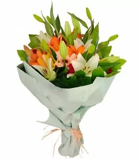 Ramo 6 Rosas, 6 Liliums, 6 Gerberas - Colores Surtidos
