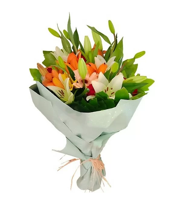 Ramo 6 Rosas, 6 Liliums, 6 Gerberas - Colores Surtidos