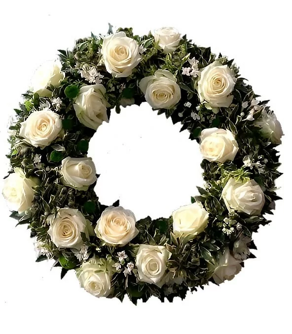 Corona 18 Rosas Blancas