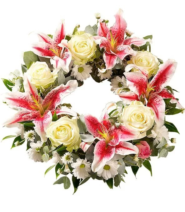 Corona de Condolencia de 5 Rosas y 5 Liliums