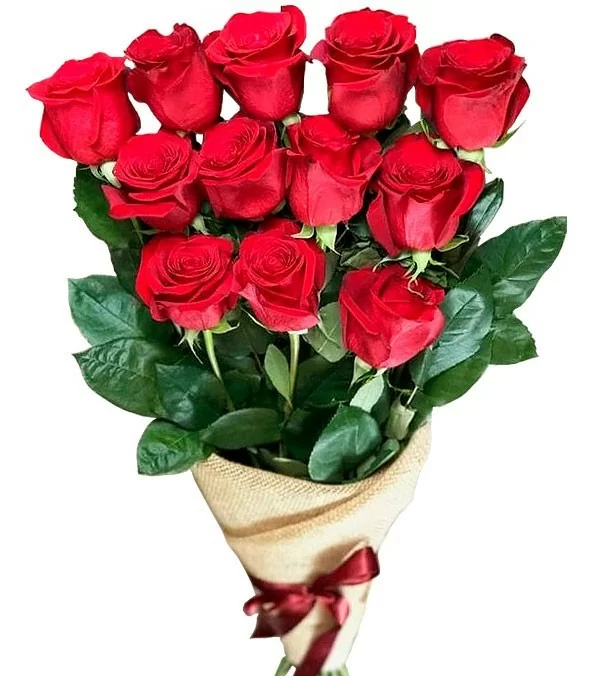 Ramo Extendido con 12 Rosas Rojas