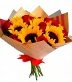 Ramo de 10 Rosas y 6 Girasoles