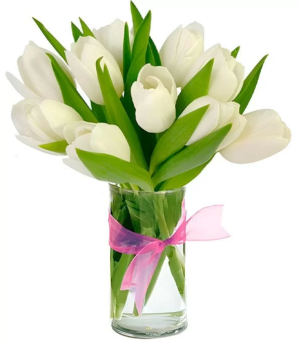 Florero con 10 Tulipanes Blancos