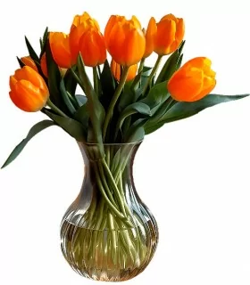 Florero con 10 Tulipanes Naranjas
