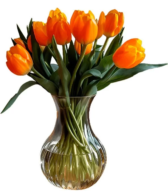 Florero con 10 Tulipanes Naranjas
